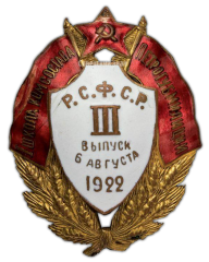 АВЕРС: Знак «Школа комсостава Петроградской губернской милиции. III выпуск» № 452а