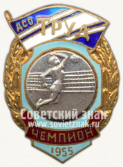 АВЕРС: Знак чемпиона первенства ДСО «Труд». Волейбол. 1955 № 10250а